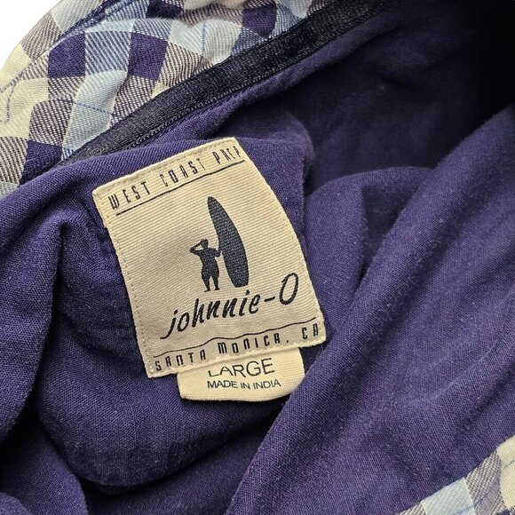 Johnnie-O Mens Long Sleeve Button Down Plaid Shirt Size Large Blue Lined - Picture 6 of 7